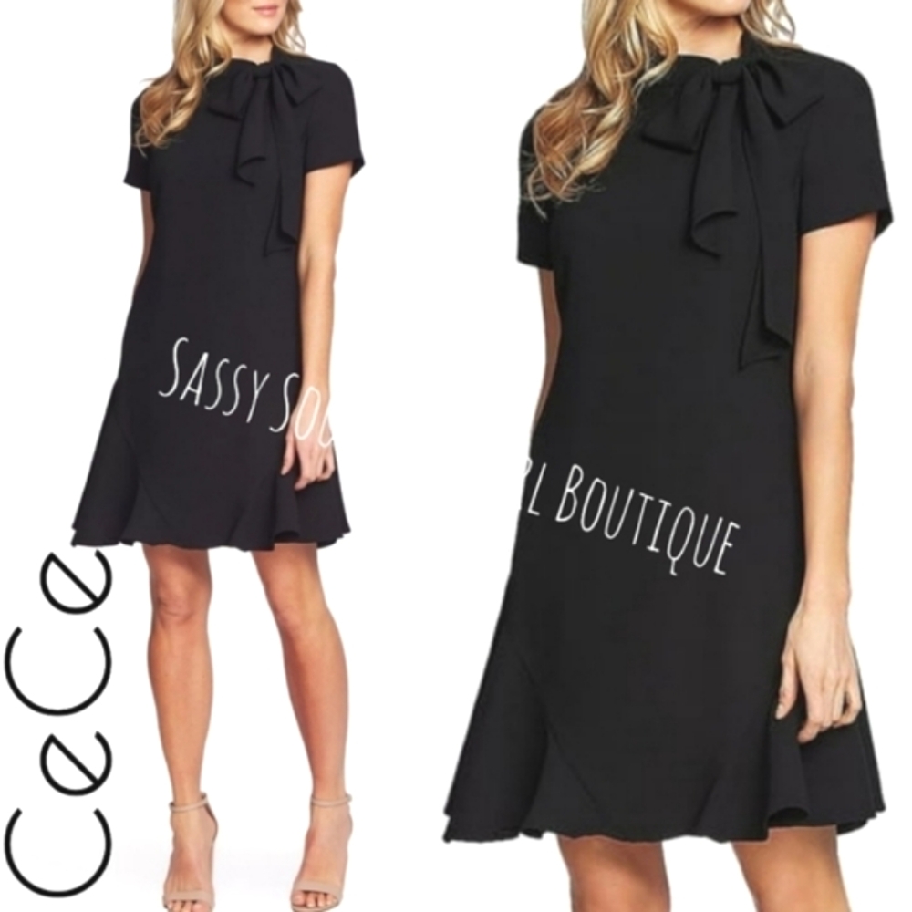 ⭐🆕CeCe black flirty bow mini dress